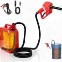 5GPM Fuel Transfer Pump with Auto-Stop & Hand Nozzle, 118'' pumping lift, fit different jug size and depth barrels,no adapters needed,portable gas pump,barrel pump for Gasoline, Diesel, Kerosene