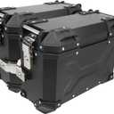 Pair Universal Motorcycle Side Case,36L Motorbike Hard Side Saddlebag Box Trunk Tour Storage Carrier with Security Lock and Handle for Helmet Luggage Include Left and Right Black Aluminum