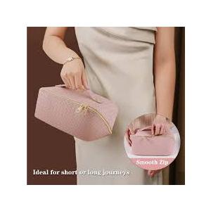 Louenhide Lucinda Woven Cosmetic Case Pink | Vegan Leather Travel Bag