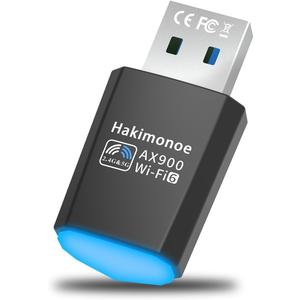 WiFi USB Adapter for PC Desktop, Latest Wi-Fi 6 AX900 Dual Band 600Mbps on 5G/286Mbps on 2.4G Wireless Network Dongle for Windows 11 10 7 Laptop Computer, Plug n Play w/Built-in Driver