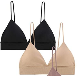 INIBUD Bralette for Women Triangle Cups Removable Padded Wire Free Pull On Closure S