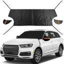 EXQUISLIFE Windshield Snow Ice Cover for Cars, Extra Larger Size 82 x 62 inches Shade, Waterproof Winter Frost and Sunshade Cover with Side Mirrors Cover, Windshield Protector for Cars, SUVs, Trucks (black)