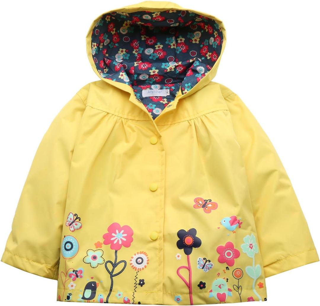 Arshiner Girl Baby Kid Waterproof Hooded Coat Jacket Outwear Raincoat Hoodies (Yellow, XS)
