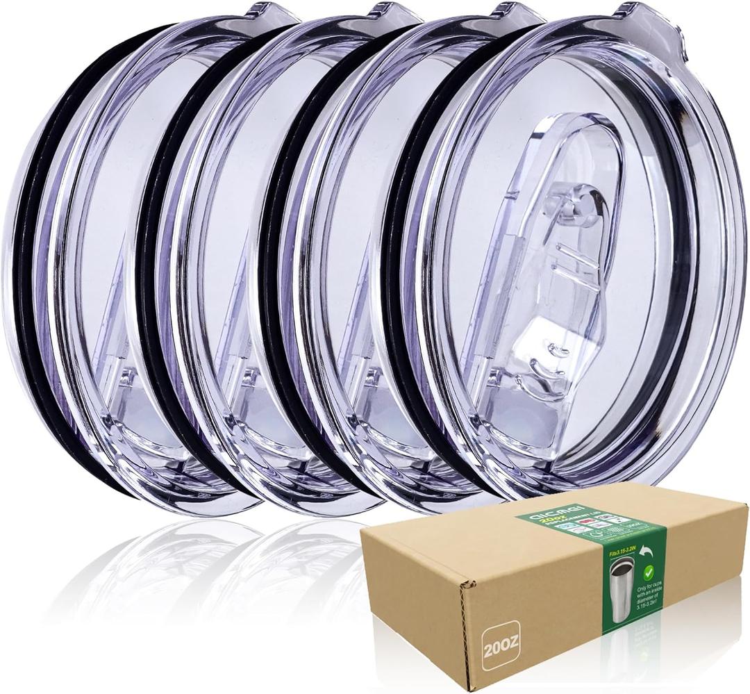 4 Replacement Lids for 20oz Stainless Steel Tumbler Lids-Replaces Only Covers With a Top Diameter of 3.4 inchesBottom Diameter of 3.23 inches