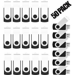 EASTBULL 50 Pack 4GB Bulk Flash Drives USB 2.0 4GB Flash Drives Pack Thumb Drives Bulk Swivel Bulk USB Drives, Black