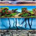 PINVNBY Reptile Terrarium Background 2 Pack 47 x 20 inches Double-Sided Reptile Tank Background Polyester Reptile Habitat Decor with Tape Green Plants & Natural Rock Aquarium Decoration