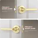5 Pcs Gold Door Handles Interior in Satin Brass Finish, Bedroom Bathroom Privacy Door Levers Interior Gold Locksets Keyless, Reversible for Right & Left Sided Doors