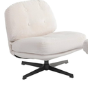 HollyHOME Modern 360°Swivel Accent Chair, Upholstered Comfy Reading Chair, Fabric Lazy Chair , Metal Frame Lounge Sofa Chair for Living Room, Bedroom, Balcony, Beige