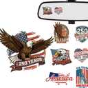 Dazoratix 250 Years America Car Decal - 7 Pcs 250th Anniversary Vintage Eagle USA Merchandise Patriotic American Flag Independence Vinyl Rearview Mirror Sticker for Window Vehicle Truck Bumper Tumbler