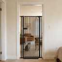 Lumizone Extra Tall Cat Gate 55.12" High Pressure Mounted Extra Wide 2025 New (17 Sizes) 1.37" Gap No Drilling Auto-Close One-Handed Operation Tall Pet Gate for Dogs(Black, 55.12" H x 29.92"-34.24" W)