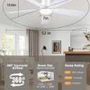 JSAITEE 52Inch Ceiling Fan with Lights and Remotes, Modern Low Profile Flush Mount Ceiling Fans,DC Reversible Motor, 3CCT Dimmable,Noiseless,Dual Finish, White 6 Speeds Ceiling Fan for Indoor/Outdoor