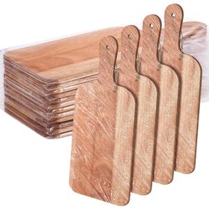 Patelai 12 Packs Wooden Cutting Board Set with Handles Large Kitchen Serving Plain Chopping Board Bulk Gifts for Mom for Vegetables Meat Pizza Cheese Fruit Bread(Walnut,15 x 7 Inch)