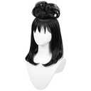 Black Wig with Bangs Women Movie Gothic Cosplay Wigs with Wig Cape for Halloween Party