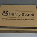 Ottoman Serving Tray | Decorative Coffee Table Tray with Handles  17x13 Inch Wooden Tray with 4 Coasters for Breakfast, Kitchen & Bar (Black)