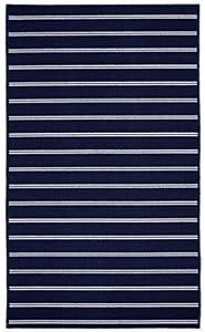 Garland Rug Avery Striped Navy Blue / White 4 Ft X 6 Ft Rug Non-Slip, Soft, Stain-Resistant Ideal For Living Rooms & Hallways, Stylish & Durable For High-Traffic Areas