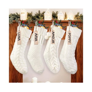 6 Pack 18 Inches Christmas Knitted Hanging Stockings,Xmas White Large Farmhouse Rustic Neutral Cable Knit Personal Stockings Decorations for Christmas Tree Fireplace Family Holiday Party Decor