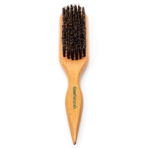 GranNaturals Boar Bristle Slick Back Hair Brush for Sleek Ponytail Bun & Smoothing Baby Hairs, Flyaways, Edge Control - Backcombing & Teasing Hairbrush with Wide Rat Tail for Sectioning & Parting