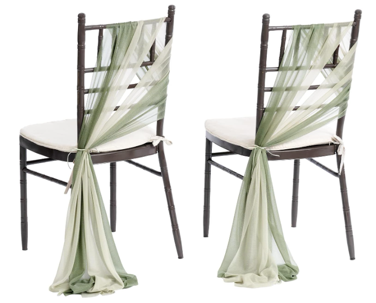 Ling's moment Wedding Chair Sashes Cover Aisle Decorations Draping Fabric WrinkleFree with Tie 16 Pcs Sage & Milky Green for Party Ceremony Reception Floral Arrangement Banquet Outdoor Decor