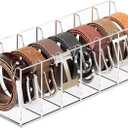 MaxGear Belt Organizer, Acrylic 7 Compartment Belt Storage Rack for Closet, Clear Display Case for Belts, Ties, and Bow Ties