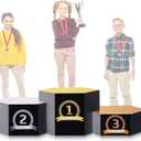 Fullhawl Cardboard Podium 76" W x 26" H People Winners Stand in Life Size Cardboard First Second Third Place Cardboard Cutout Standup for Party Decorations Display Event Backdrops Photo Booth Props