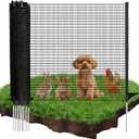 Temporary Fence with Posts, 4'x50' Plastic Fencing Garden Fence Animals Barrier with Fiberglass Stake Windbreak Rope, Portable Snow Fences, Fencing for Dogs Outdoors Backyard (Black)