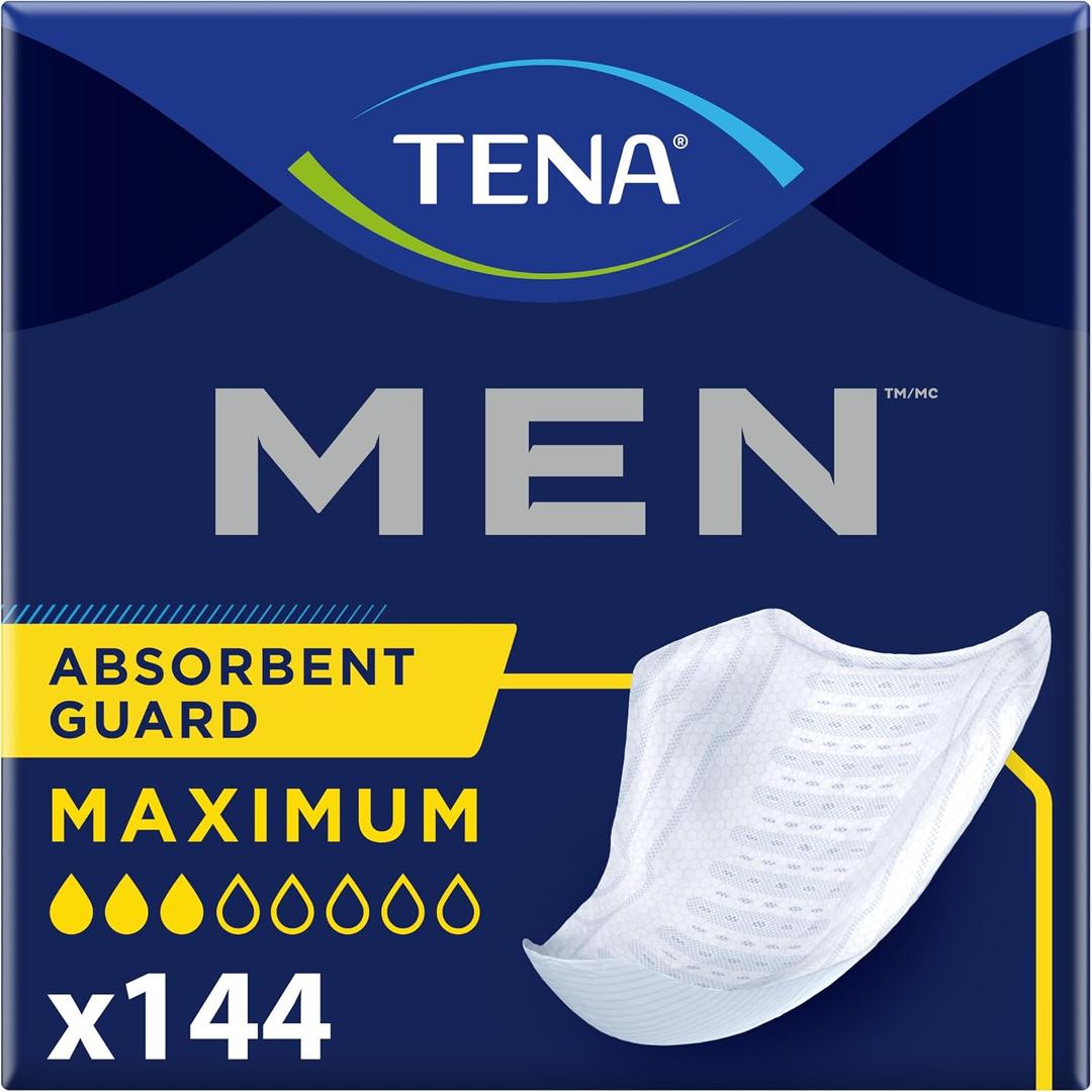 TENA Men Protective Incontinence Guards, Maximum Absorbency, 144 Count