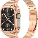 MioHHR Stainless Steel Watch Band with Case Compatible with Apple Watch Ultra3/2/1 Metal Strap with Protective Cover for iWatch 49mm Men