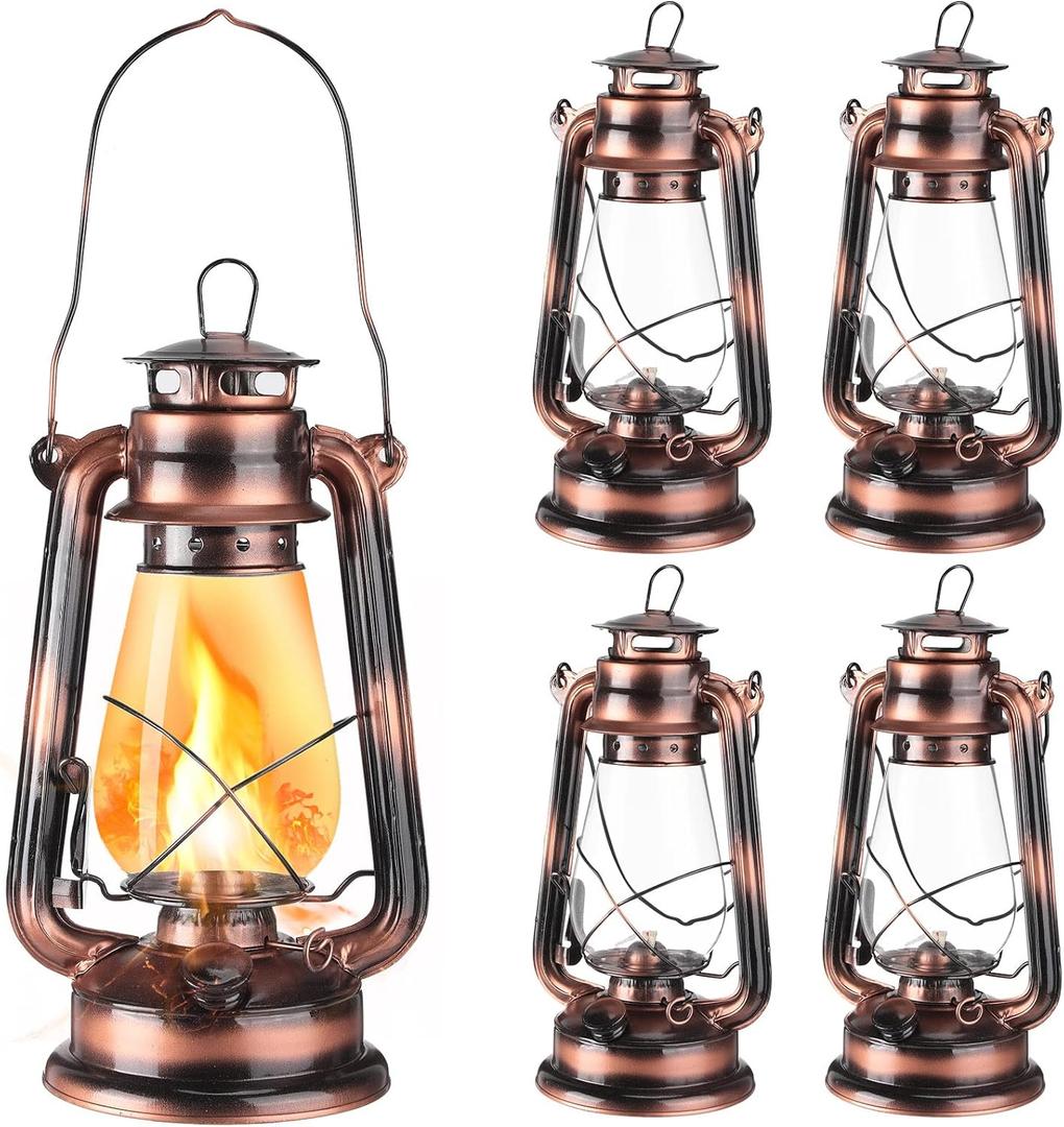 4 Pieces Oil Lamp 12 Inch Hurricane Lantern Kerosene Lamp Oil Lantern Fuel Camping Lanterns Burning Lantern Metal Hanging Lantern with Wick for Indoor Party Decorations Home Camping Hiking (Bronze)