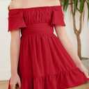 blibean Girls Summer Tie Back Dress Tween Kids Off Shoulder Dresses Size 4-15 Years (Red, XXL)