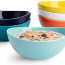 Sweese 18 oz Medium Porcelain Bowl - Set of 6 Rainbow Colored Cereal, Dessert, Soup, Rice & Salad Bowls, Ceramic Serving Bowls