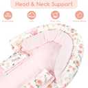 GFU Baby Car Seat Head Support for Newborn, 2 in 1 Infant Car Seat Head Body Support with Strap Pads, Soft Stroller Cushion Pillow Insert for Girls, Fits for Stroller, Swing, Pink Floral