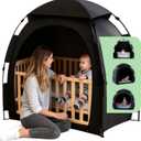 Blackout Tent for Pack and Play, Portable Baby Sleep Pod with 1-Click Set Up, Block 95% Light Breathable Baby Travel Crib Canopy Tent for Babies and Toddlers