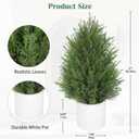 Briful 27'' Artificial Cedar Topiary Trees, 1 Pack Realistic Faux Cypress Outdoor Plants, Fake Front Porch Trees, UV Protection Patio Trees in White Pot for Outside
