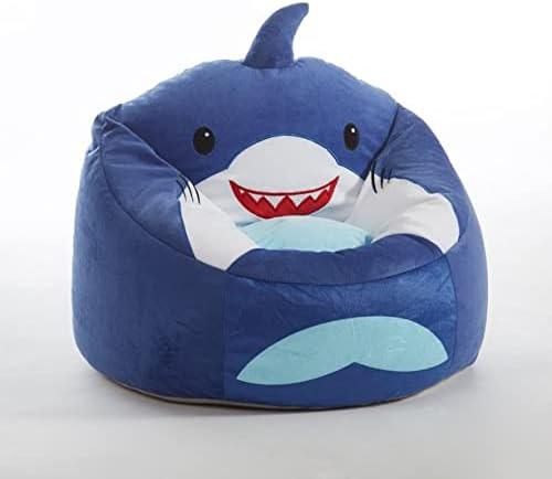 Heritage Kids Shark Round Figural Kids Bean Bag Chair, Blue, Large