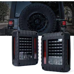 Xprite Tail Lights with Rear Brake Turn Signal & Reverse Lighting Function, LED Rear Lights Compatible with 2007-2018 Jeep Wrangler JK JKU, Clear Lens