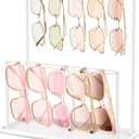 Sunglasses Organizer Glasses Holder Stand with Tray, Eye Glasses Display, 2 Tier Sunglass Storage Rack for Multiple Glasses, for Desk, Nightstand, Dresser, Vanity, Metal, White