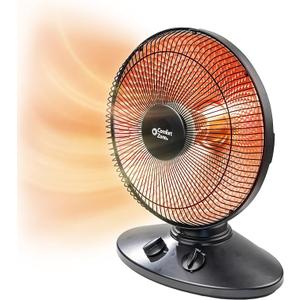 Comfort Zone Indoor Dish Space Heater with 70-degree Oscillation, Parabolic, Radiant, Electric, Adjustable Tilt, Tip Over Switch & Overheat Protection Sensor, Ideal for Garage, Workshop, 1,000W, CZ998