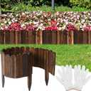 Bucherry 8 Pcs Rustic Wood Garden Edging Border 31.6 ft Total Antiseptic Wood Garden Landscape Edging Fence with Gloves for Decorative Yard Pathway Flower Bed Lawns Pathway Tree