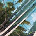 Palm Tree Hawaii Beach Round Fitted Tablecloth Elastic Edged Plastic Table Cover Coconut Palm Waterproof Wipeable Table Cloth Tablecloth Fits Tables up to 36"-42"