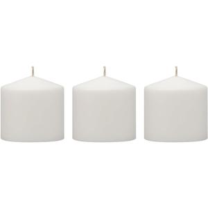 Stonebriar 3 Pack Tall 3 x 3 Inch 18 Hour Long Burning Unscented White Wax Pillar Candles