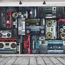 CORFOTO Retro Mix Radio Backdrop Vintage Wall of Radio Boombox Photography Background 70s 80s Style Backdrops Old-Fashioned Antique Music Party Banner Wall Decor Photoshoot Photo Studio Props Fabric (9x6FT, N2-a10096)