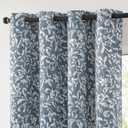 jinchan 100% Blackout Curtains for Bedroom, Blue Scroll Floral Patterned Curtains 96 Inch Length for Living Room, Farmhouse Vintage Art Deco Drapes, Thermal Insulated Window Curtains Grommet 2 Panels (50"W x 96"L (Pack of 2), A1 | Blue 100% Blackout)