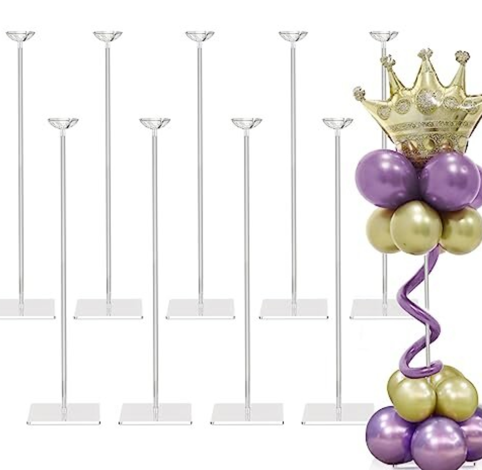 60CM Height Clear Acrylic Balloon Stand for Table Centerpiece Decoration, Set of 10