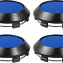 ACROPIX 70mm Dia 6 Clips Wheel Tyre Center Hub Caps Covers for Vehicle Black Gloss Blue - Pack of 4