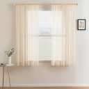 MIULEE 2 Panels Solid Color Sheer Window Curtains Elegant Window Voile Panels/Drapes/Treatment for Bedroom Living Room (54 X 63 Inches Cream Beige)
