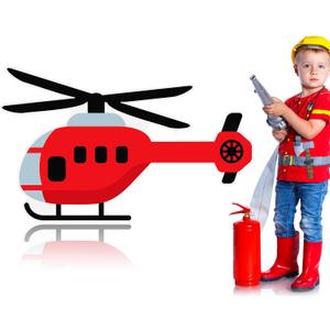 Briwooody 3ft Firetruck Birthday Party Decoration Fire Truck Themed Cardboard Cutout Standup Photo Props Party Back Drops for Birthday Baby Shower Anniversary Supplies(Fire Rescue Helicopter)