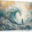 Jesus Canvas Wall Art Christian Jesus Walk On Water Wall Decor Picture Jesus Calms The Storm Poster Print for Living Bedroom Modern Home Decor Prepare To Hang