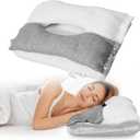 3-in-1 Removable Cervical Neck Pillow for Neck, Shoulder, and Back Pain Relief Sleeping- Ergonomic Orthopedic Contour Fiber Pillow for Back and Side Sleepers