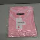 MEROKEETY Women's 2025 Short Sleeve V Neck Tee Tops Summer Color Block Loose Casual T Shirts (Pink, S)