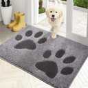 PURRUGS Dirt Trapping Door Mat 20" x 31.5", Non-Skid/Slip Machine Washable Microfiber Entryway Rug, Dog Doormat, Super Absorbent Welcome Mat for Muddy Wet Shoes and Paws, Grey